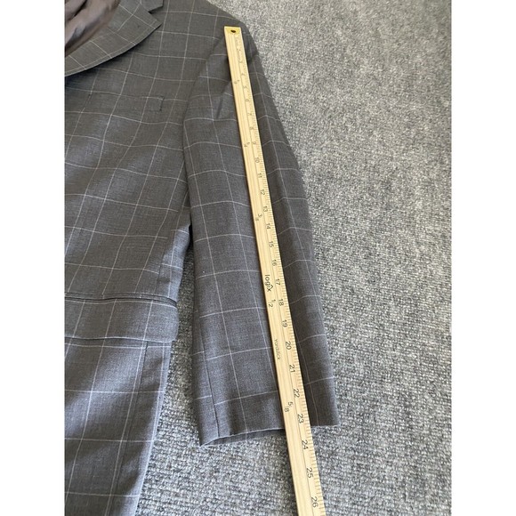 Lauren Ralph Lauren‎ Mens Blazer 42L Gray Windowpane Wool Jacket Career Office - Picture 7 of 10